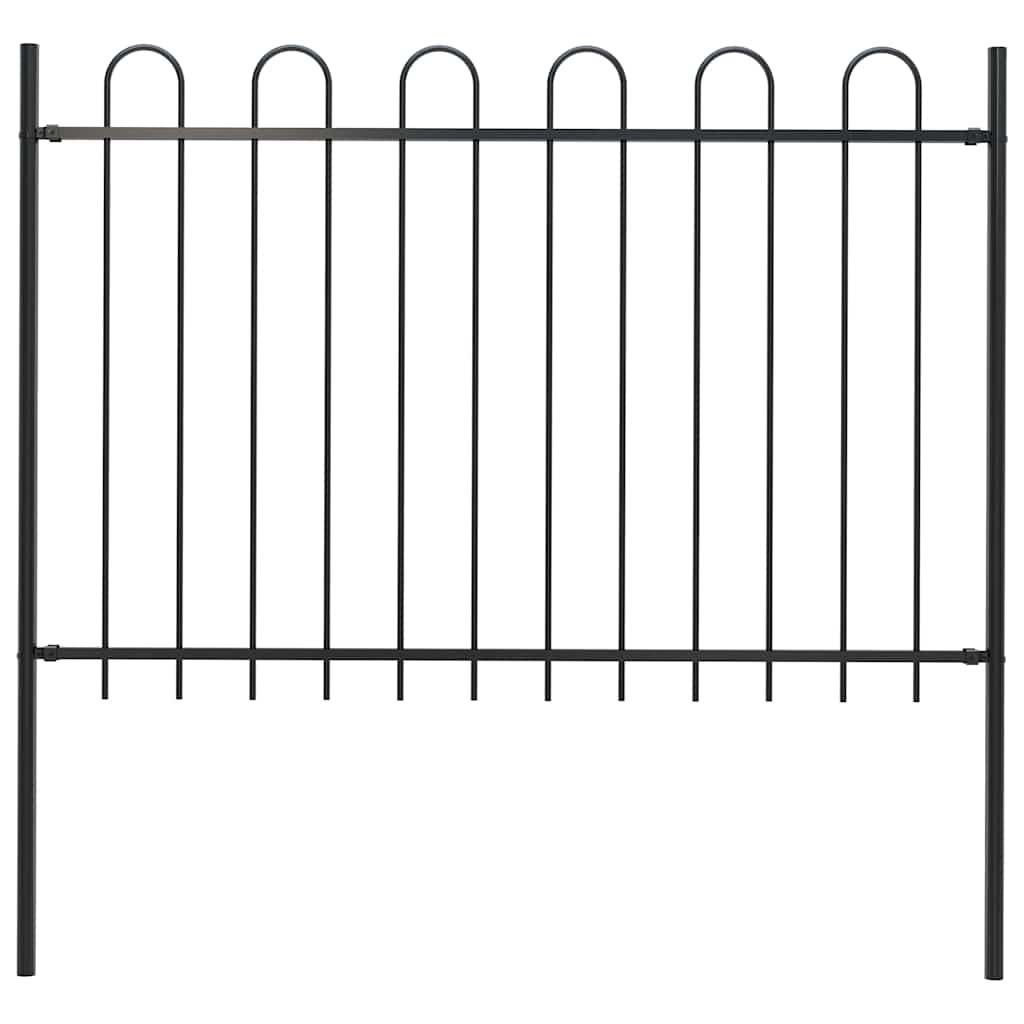 Recinzione da Giardino BOXTEL con Parte Superiore ad Anello in Acciaio 181x120 cm Nero vidaXL