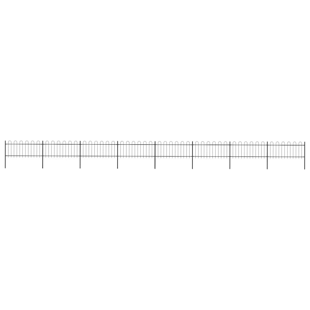 Recinzione da Giardino con Parte Superiore ad Anello in Acciaio 1426x80 cm Nera vidaXL