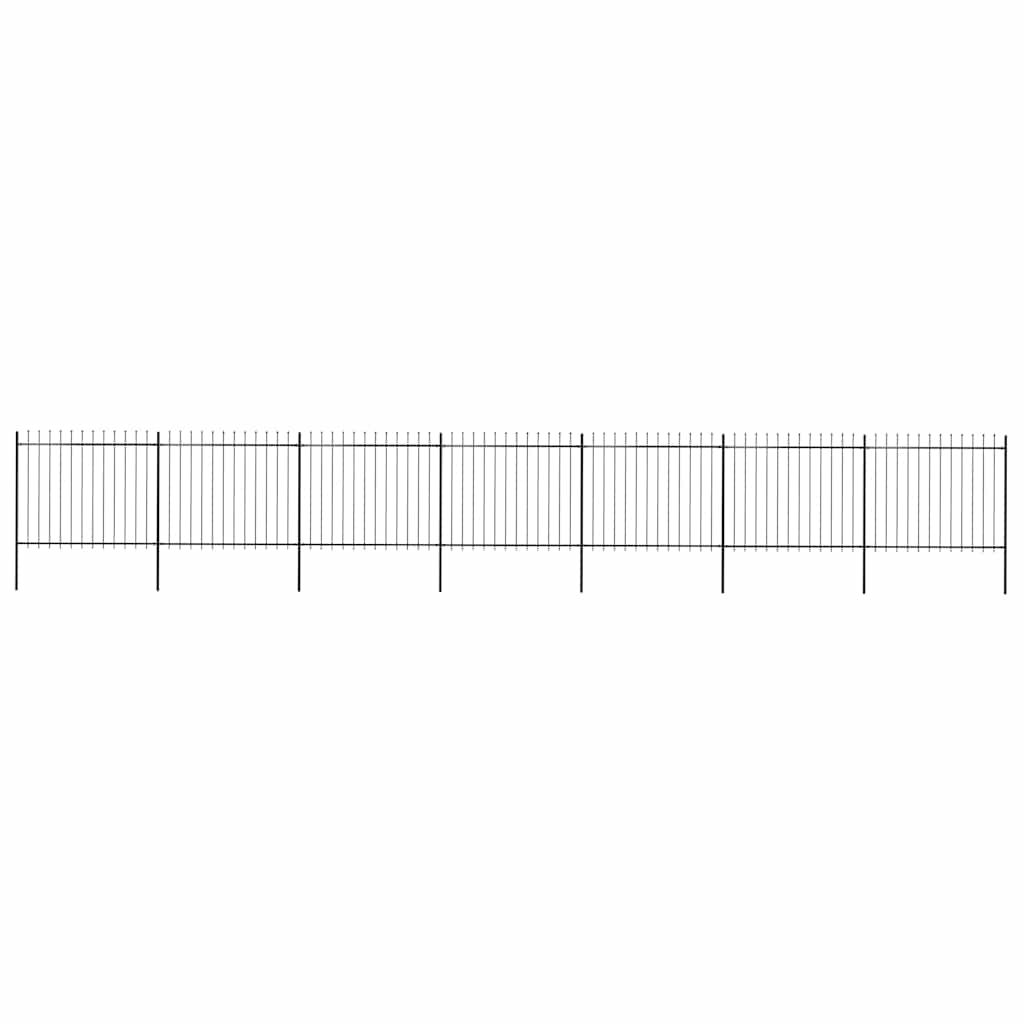 Recinzione da Giardino con Punta a Lancia in Acciaio 1248x150 cm Nero vidaXL