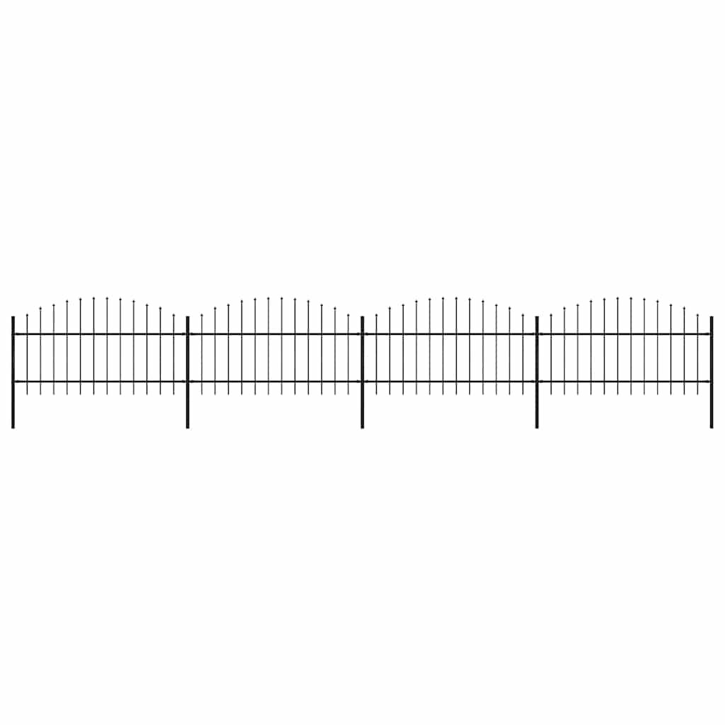 Recinzione da Giardino con Punta a Lancia in Acciaio 714,5x125 cm Nero vidaXL