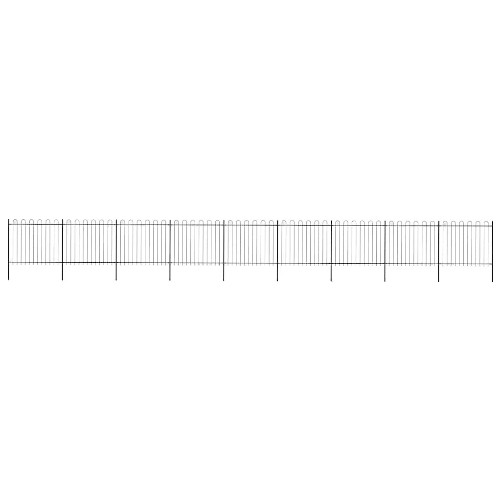 Recinzione da Giardino con Parte Superiore ad Anello in Acciaio 1603,5x150 cm Nero vidaXL