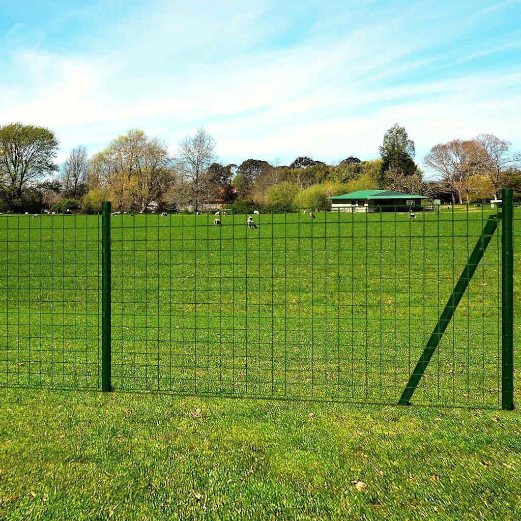 Recinzione Euro in Acciaio 25x0,8 m Verde vidaXL