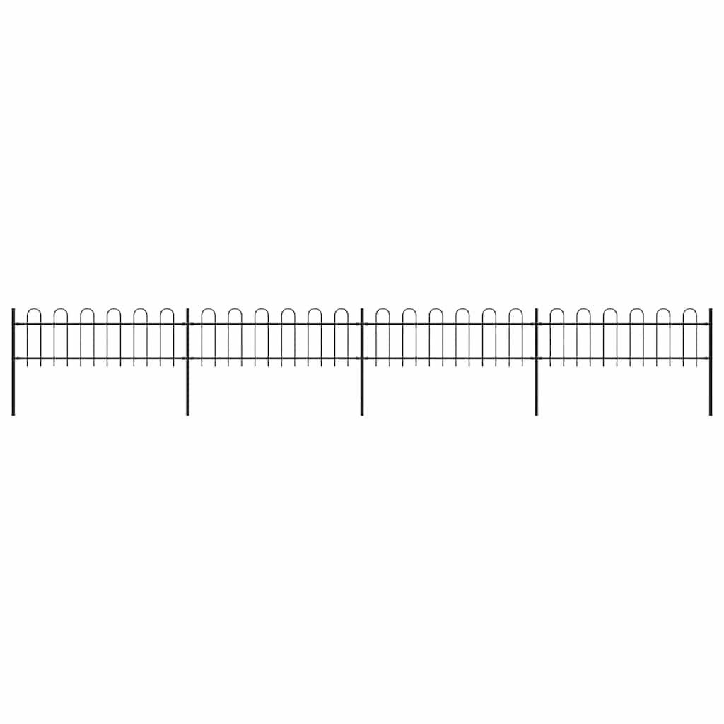 Recinzione da Giardino con Parte Superiore ad Anello in Acciaio 714,5x60 cm Nero vidaXL