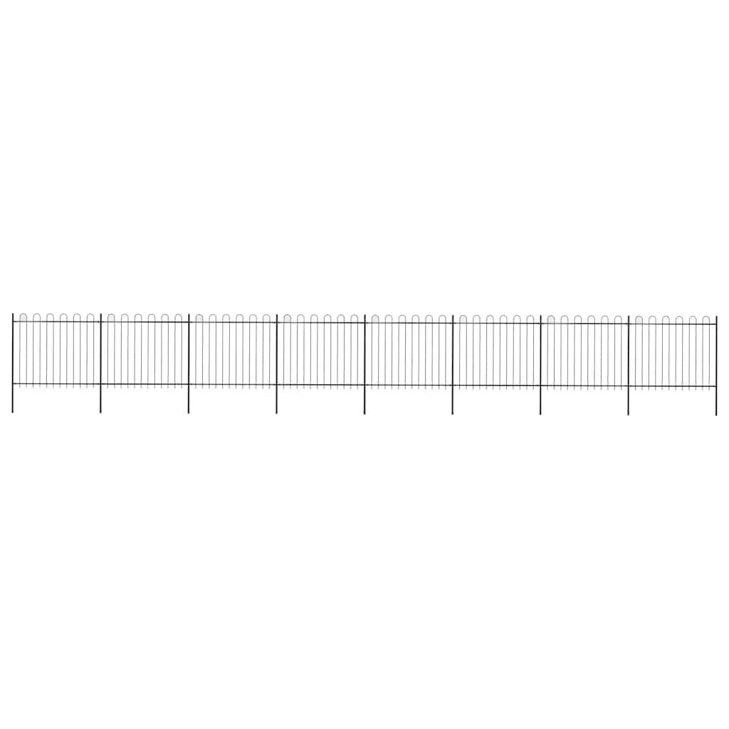 Recinzione da Giardino con Parte Superiore ad Anello in Acciaio 1426x150 cm Nera vidaXL