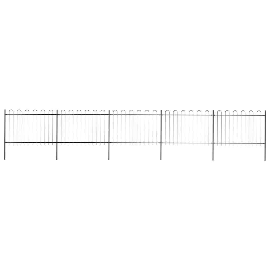 Recinzione Giardino con Punta Tonda in Acciaio 8,5x1,2 m Nera vidaXL