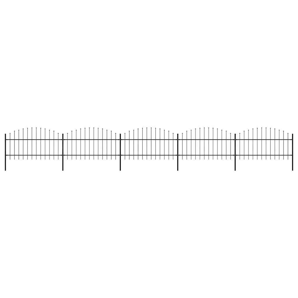 Recinzione da Giardino con Punta a Lancia in Acciaio 892,5x125 cm Nero vidaXL