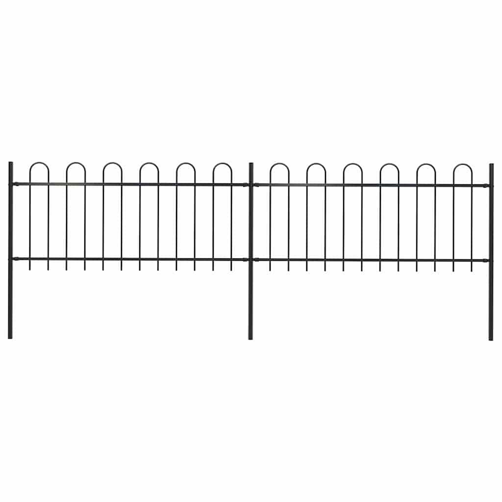 Recinzione da Giardino con Parte Superiore ad Anello in Acciaio 359x80 cm Nero vidaXL