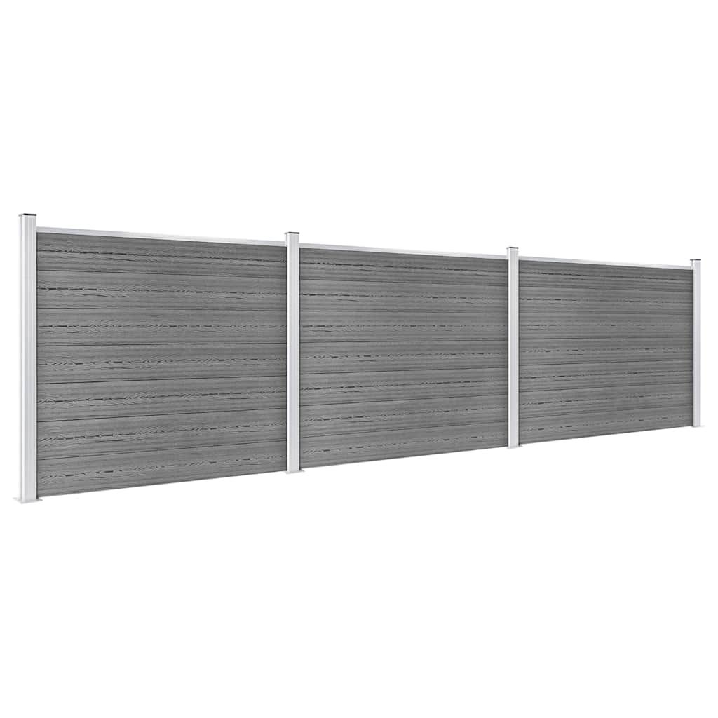 Set Pannello di Recinzione in WPC 526x146 cm Grigio vidaXL
