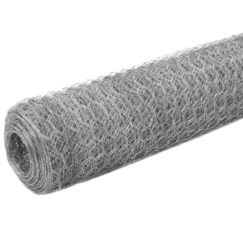 Recinzione in Rete per Pollaio Acciaio Zincato 25x1,5m Argento vidaXL