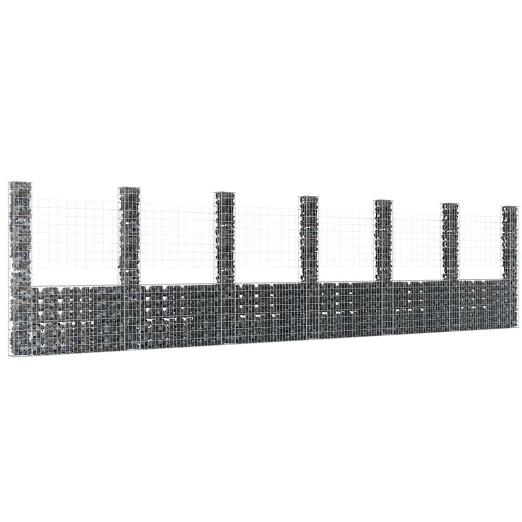 Gabbione a U con 7 Pali in Ferro 740x20x200 cm vidaXL