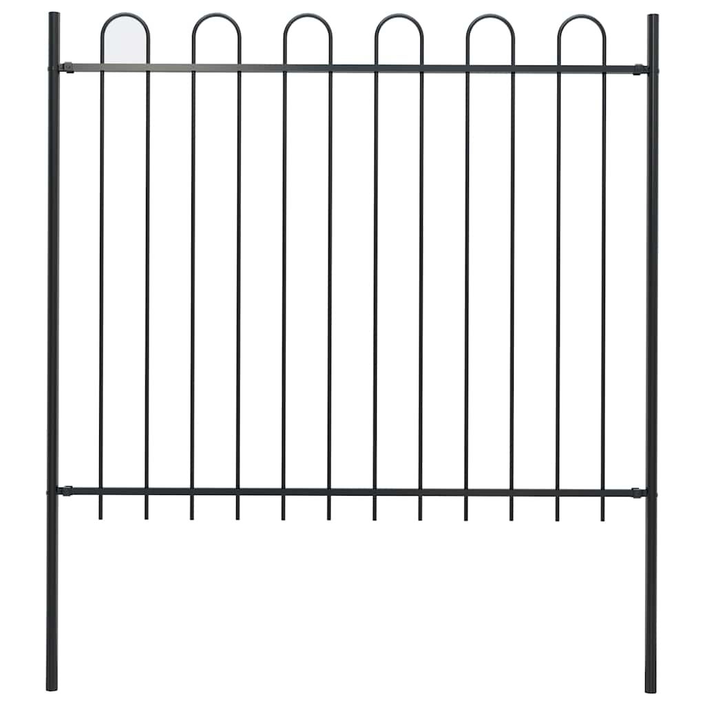 Recinzione da Giardino BOXTEL con Parte Superiore ad Anello in Acciaio 181x150 cm Nero vidaXL