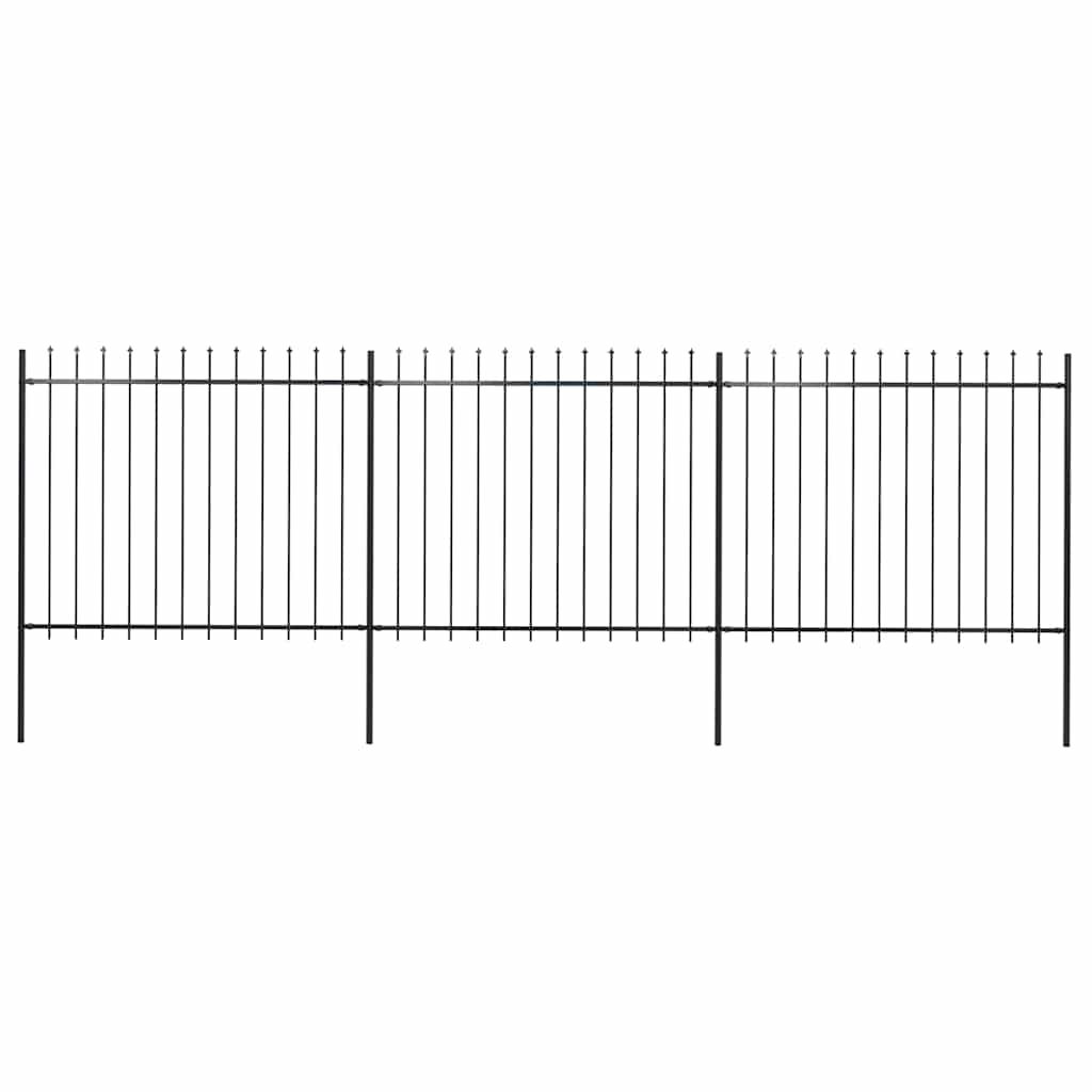 Recinzione da Giardino con Punta a Lancia in Acciaio 537x150 cm Nero vidaXL