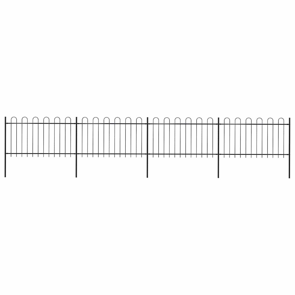 Recinzione da Giardino con Parte Superiore ad Anello in Acciaio 714,5x100 cm Nero vidaXL