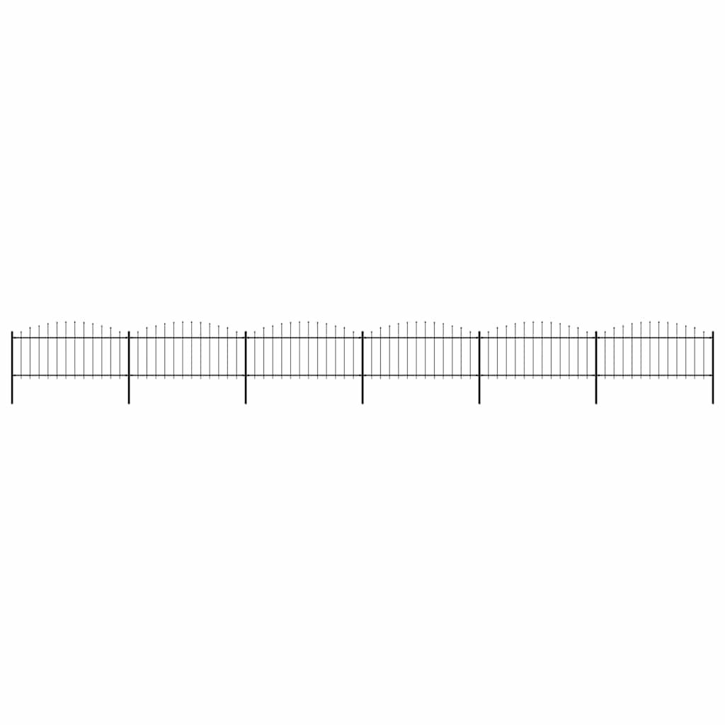 Recinzione da Giardino con Punta a Lancia in Acciaio 1070x75 cm Nero vidaXL
