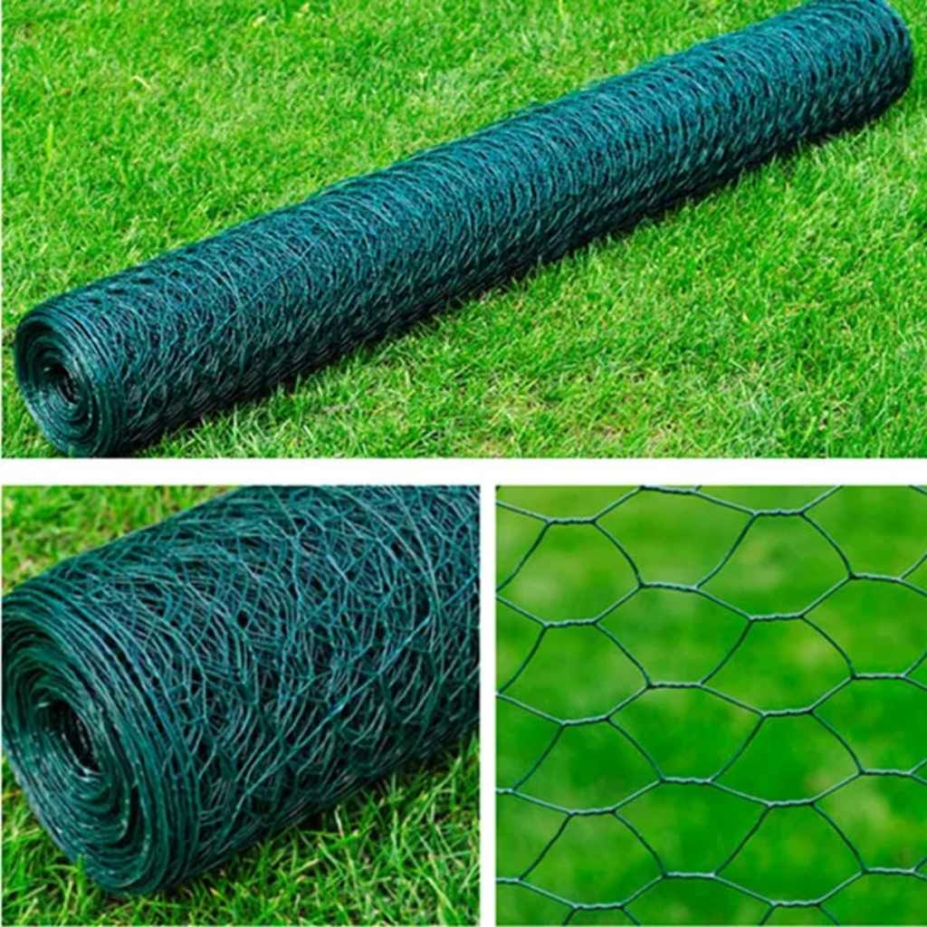 Recinzione in Rete Esagonale in Acciaio 1x25 m Verde Scuro vidaXL