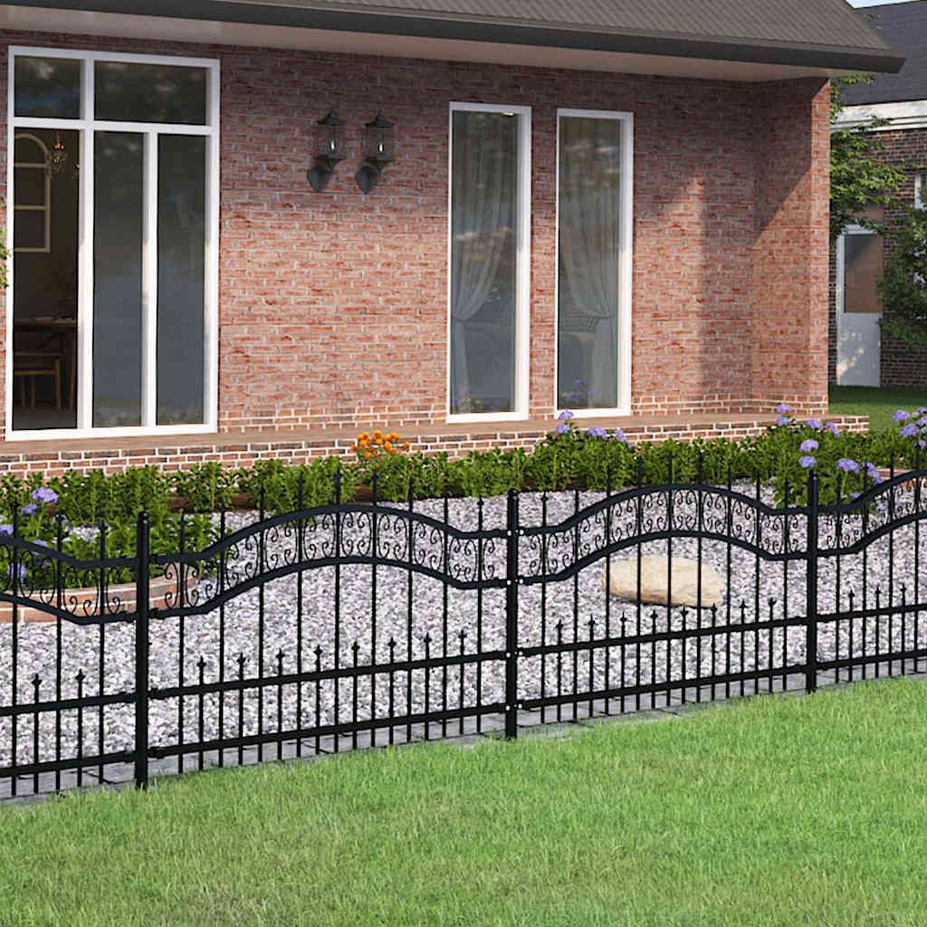 Recinzione da giardino con punta a lancia nera 240x75 cm in acciaio verniciato a polvere vidaXL