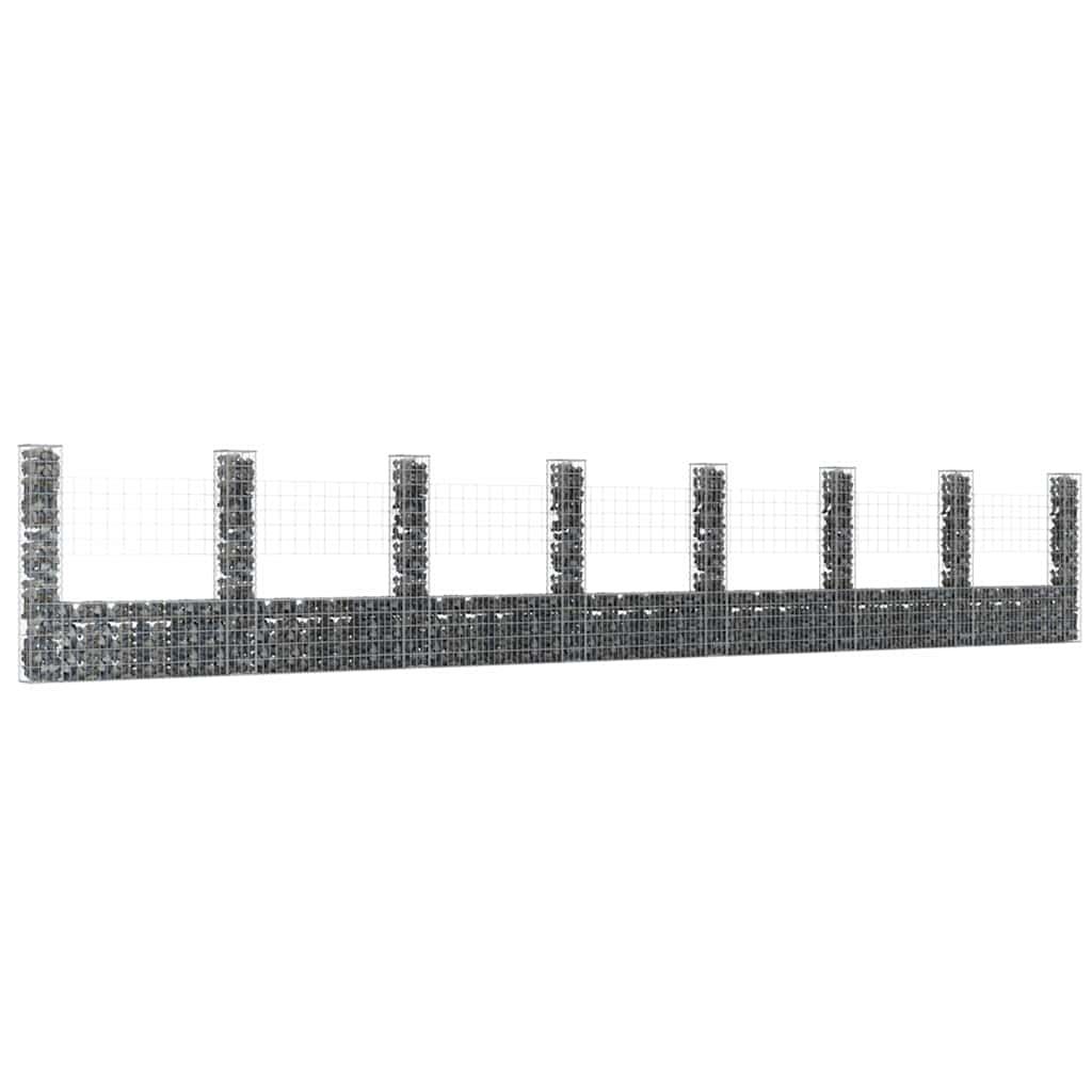 Gabbione a U con 8 Pali in Ferro 860x20x150 cm vidaXL