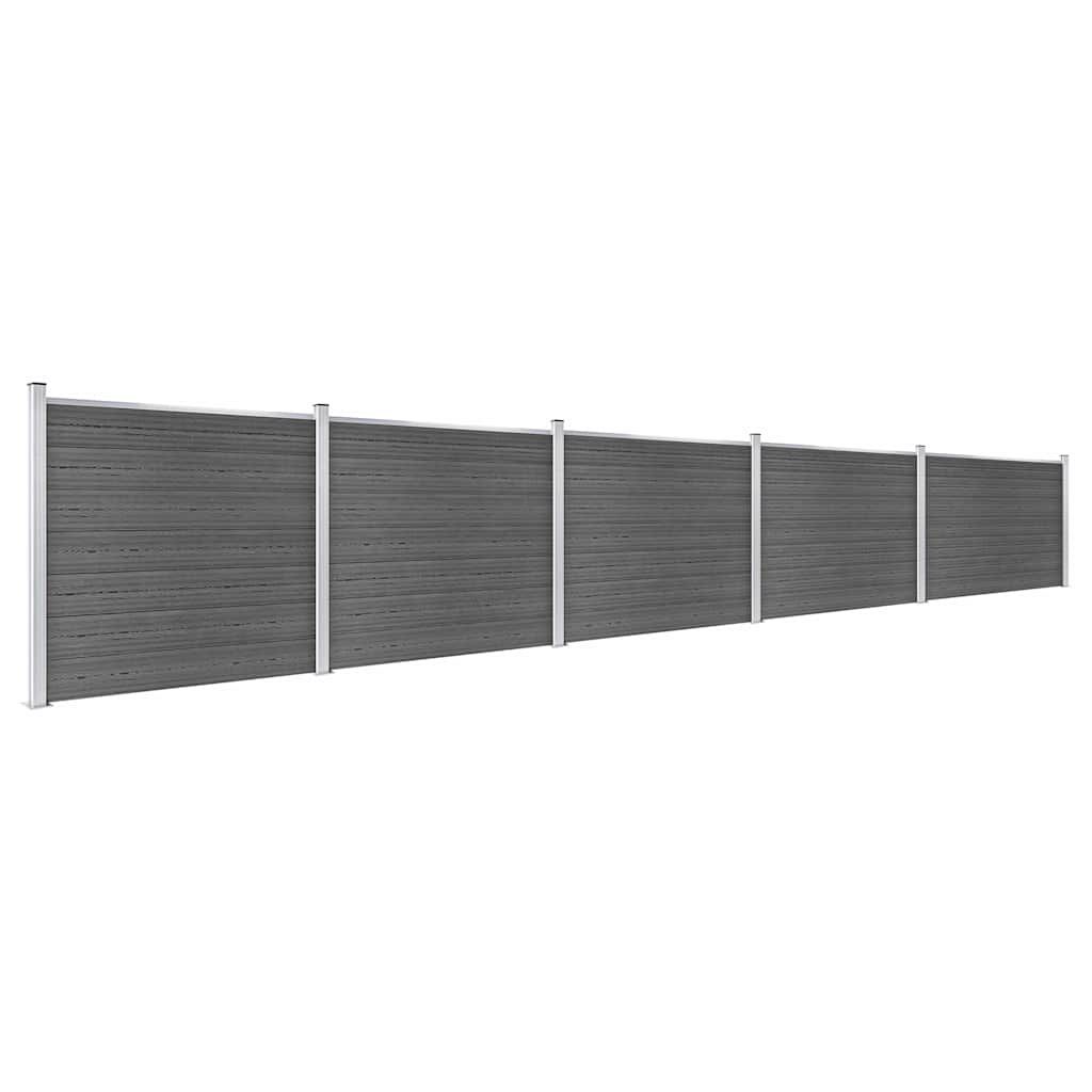 Set Pannelli di Recinzione in WPC 872x146 cm Nero vidaXL