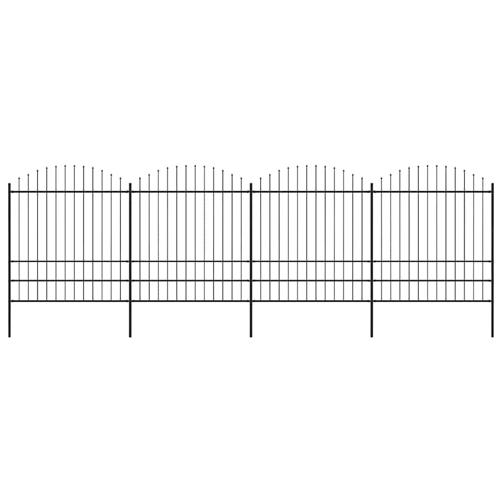 Recinzione da Giardino con Punta a Lancia in Acciaio 714,5x200 cm Nero vidaXL