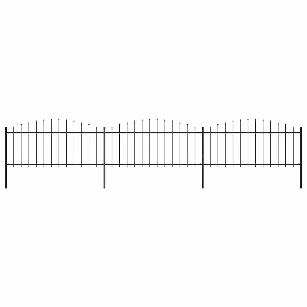 Recinzione da giardino con punta a lancia in acciaio 537x75 cm nera vidaXL