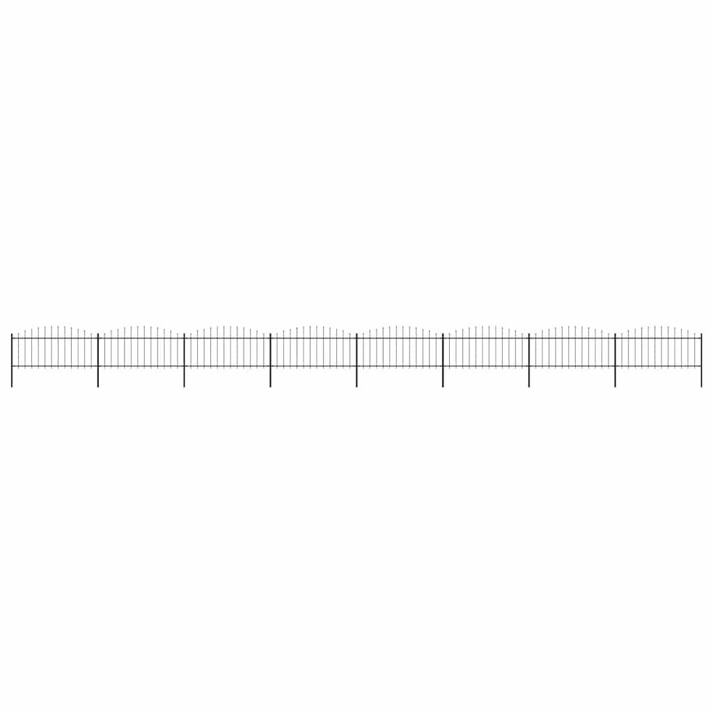 Recinzione da Giardino con Punta a Lancia in Acciaio 1426x75 cm Nera vidaXL