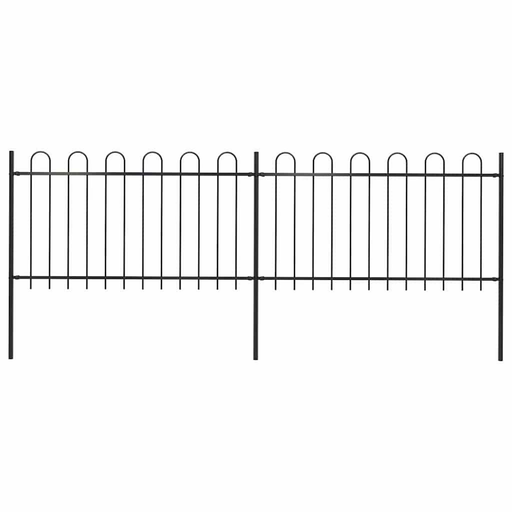 Recinzione da Giardino con Parte Superiore ad Anello in Acciaio 359x100 cm Nera vidaXL