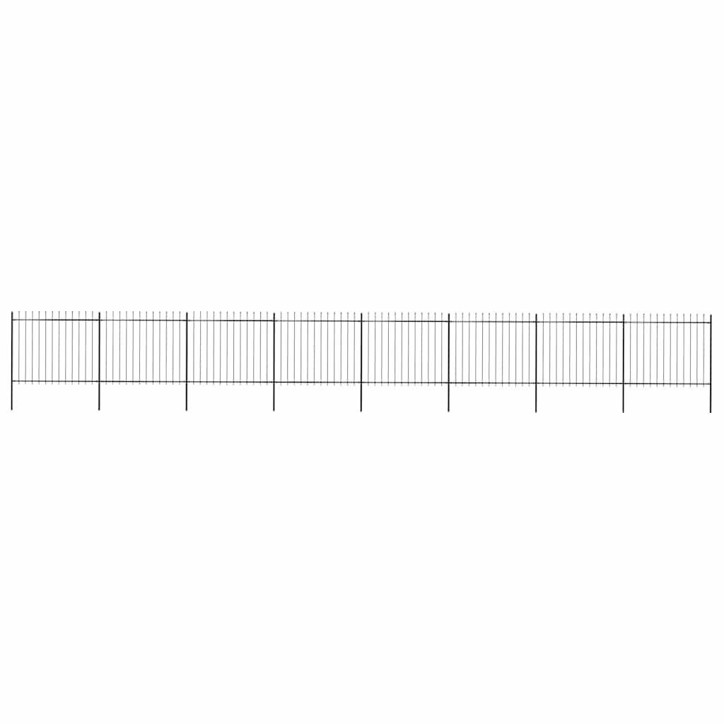 Recinzione da Giardino con Punta a Lancia in Acciaio 1426x150 cm Nero vidaXL