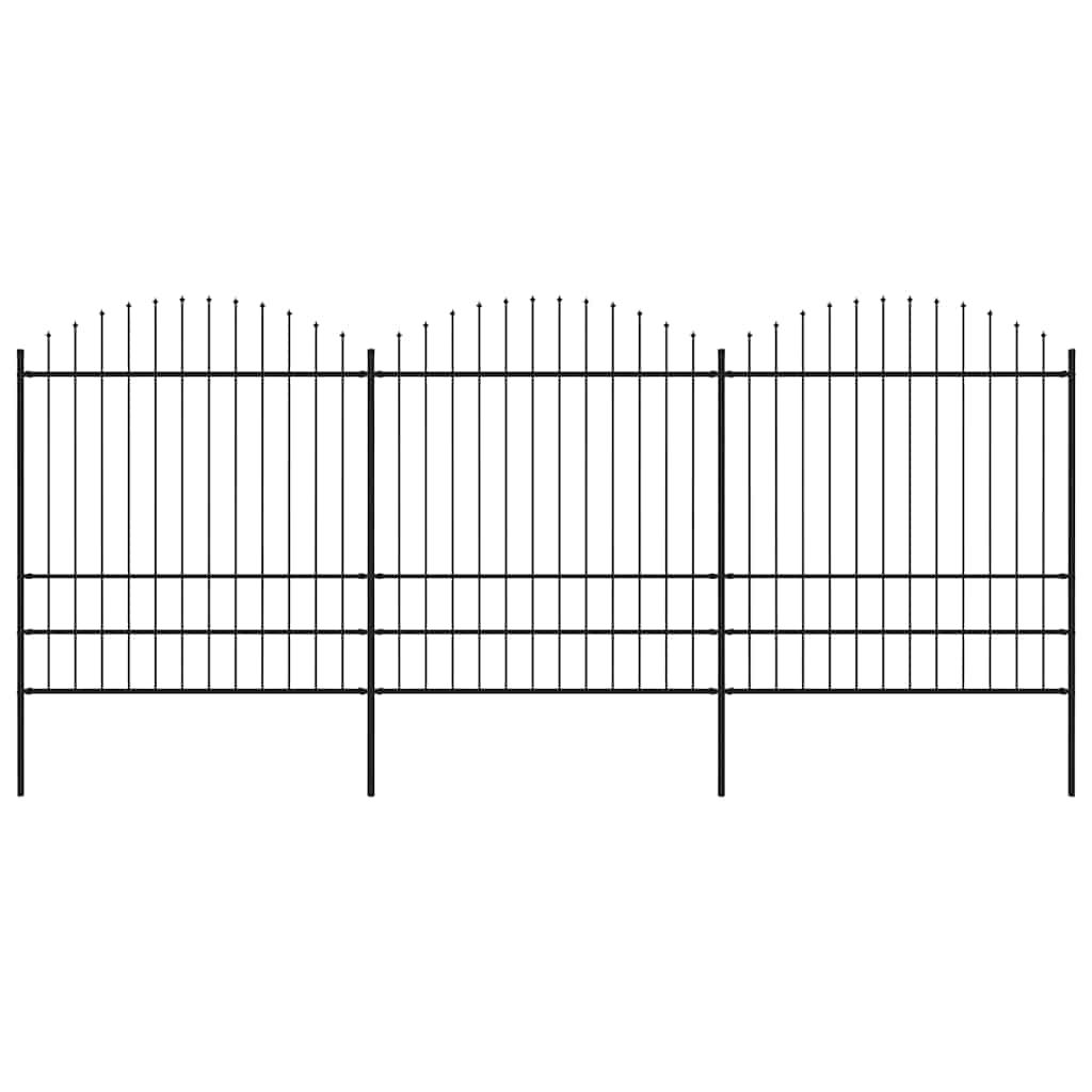Recinzione da Giardino con Punta a Lancia in Acciaio 537x200 cm Nero vidaXL