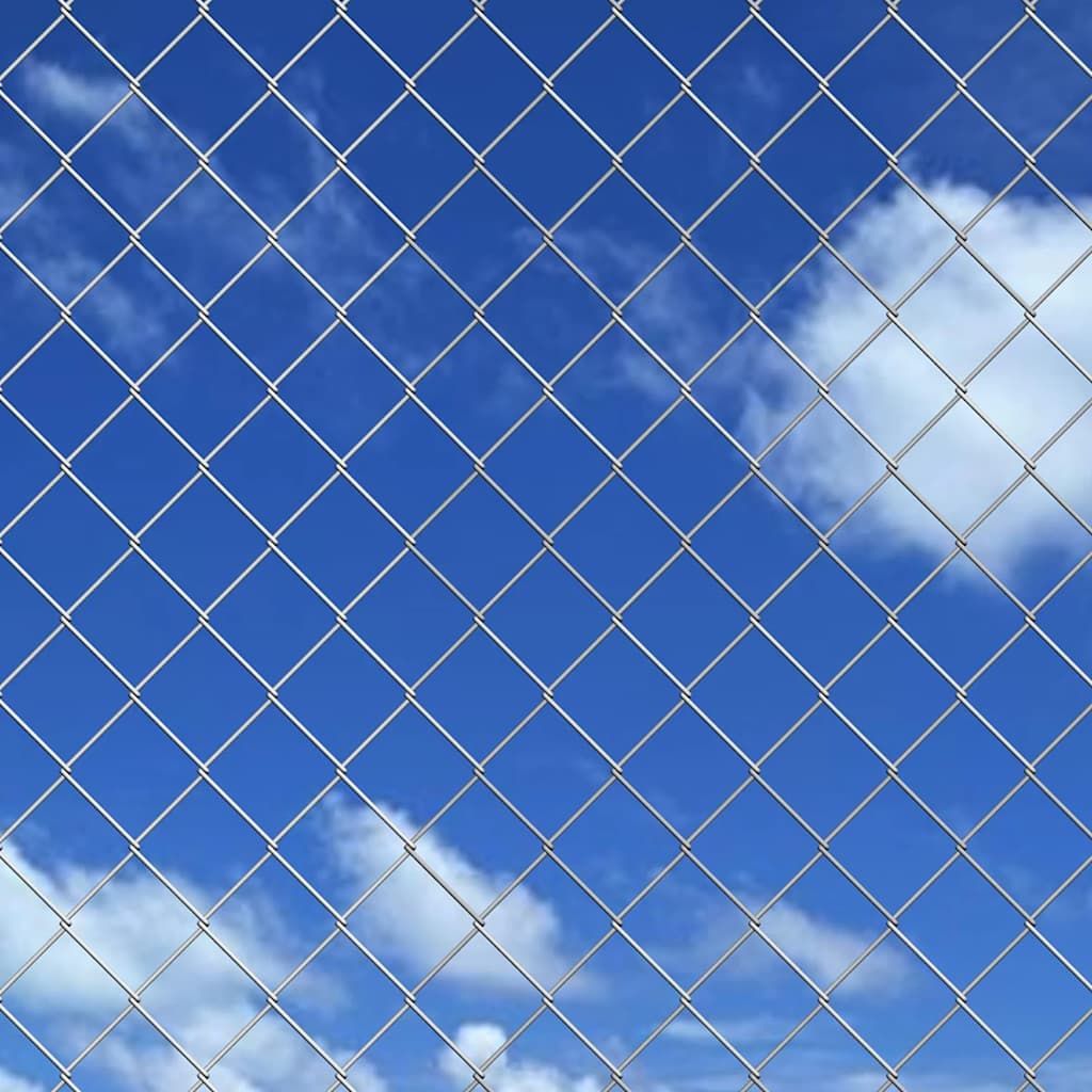 Recinzione in Rete con Pali in Acciaio Zincato 15x1 m Argento vidaXL