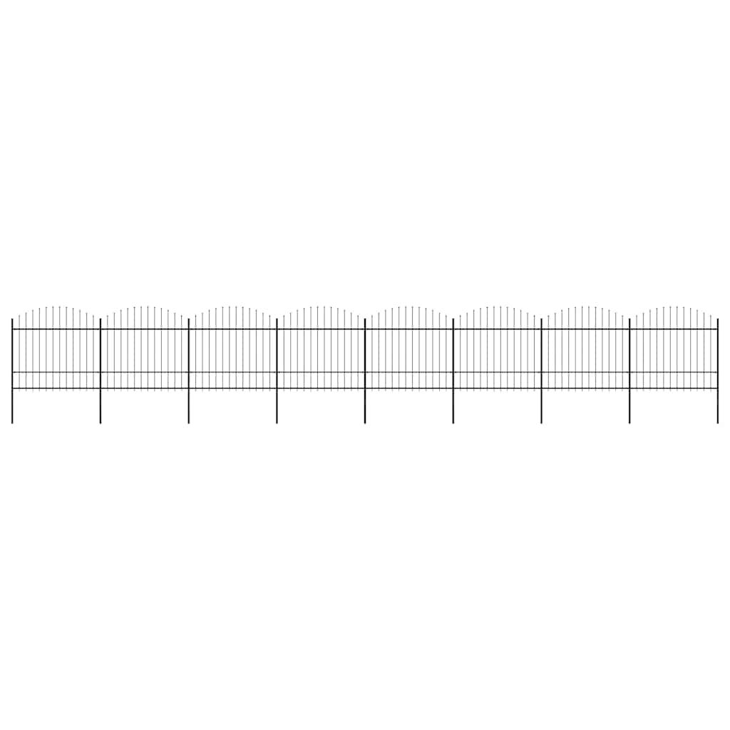 Recinzione da Giardino con Punta a Lancia in Acciaio 1426x175 cm Nera vidaXL