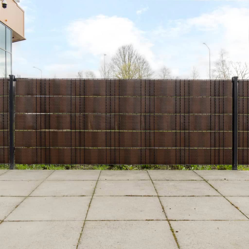 Schermi da Balcone 10 pz Marrone e Nero 255x19 cm in Polyrattan vidaXL