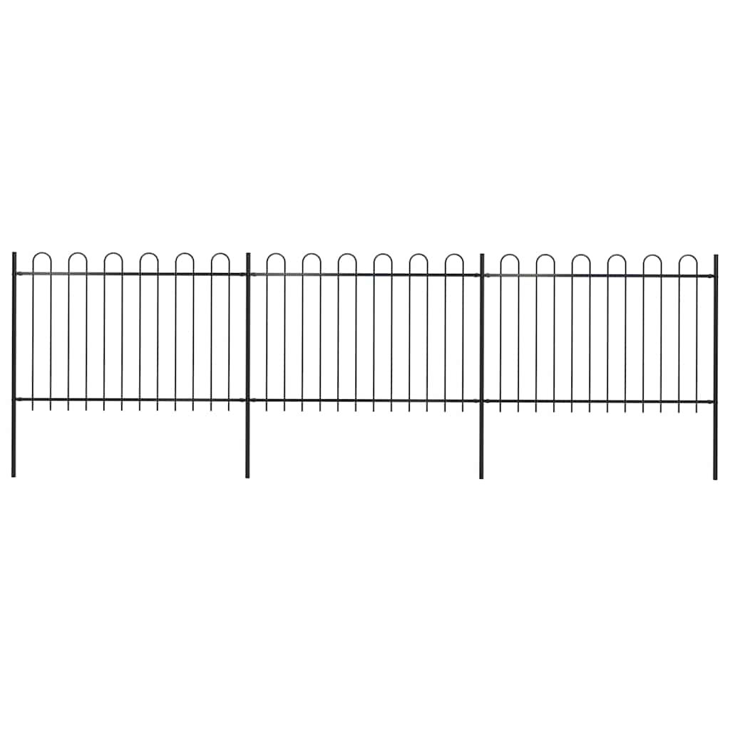 Recinzione da Giardino con Parte Superiore ad Anello in Acciaio 537x120 cm Nera vidaXL