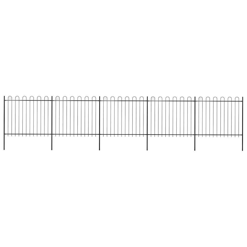 Recinzione da Giardino con Parte Superiore ad Anello in Acciaio 892,5x150 cm Nero vidaXL