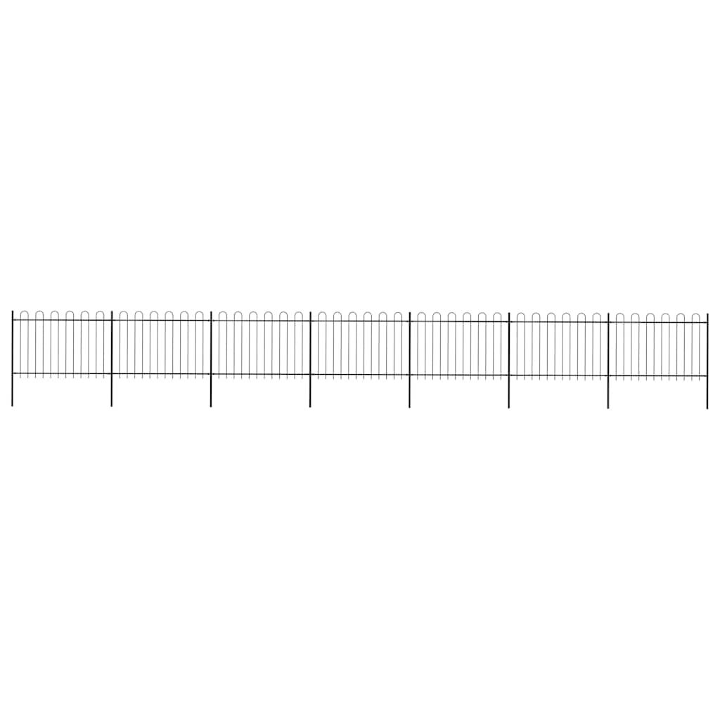 Recinzione da Giardino con Parte Superiore ad Anello in Acciaio 1248x120 cm Nero vidaXL