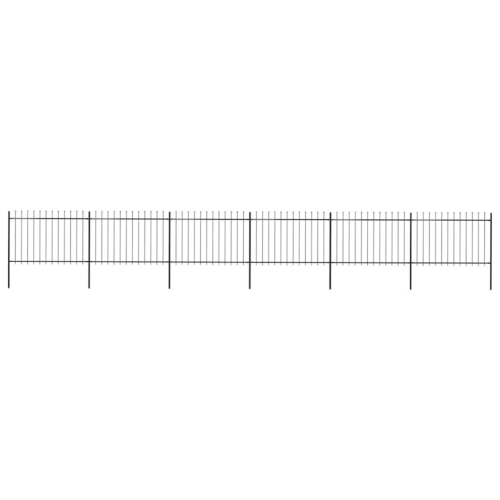 Recinzione da Giardino con Punta a Lancia in Acciaio 1070x120 cm Nero vidaXL