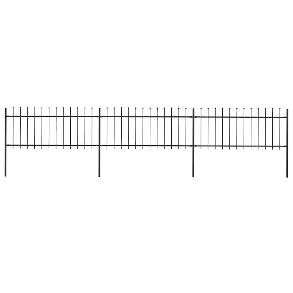 Recinzione da Giardino con Punta a Lancia in Acciaio 537x80 cm Nero vidaXL