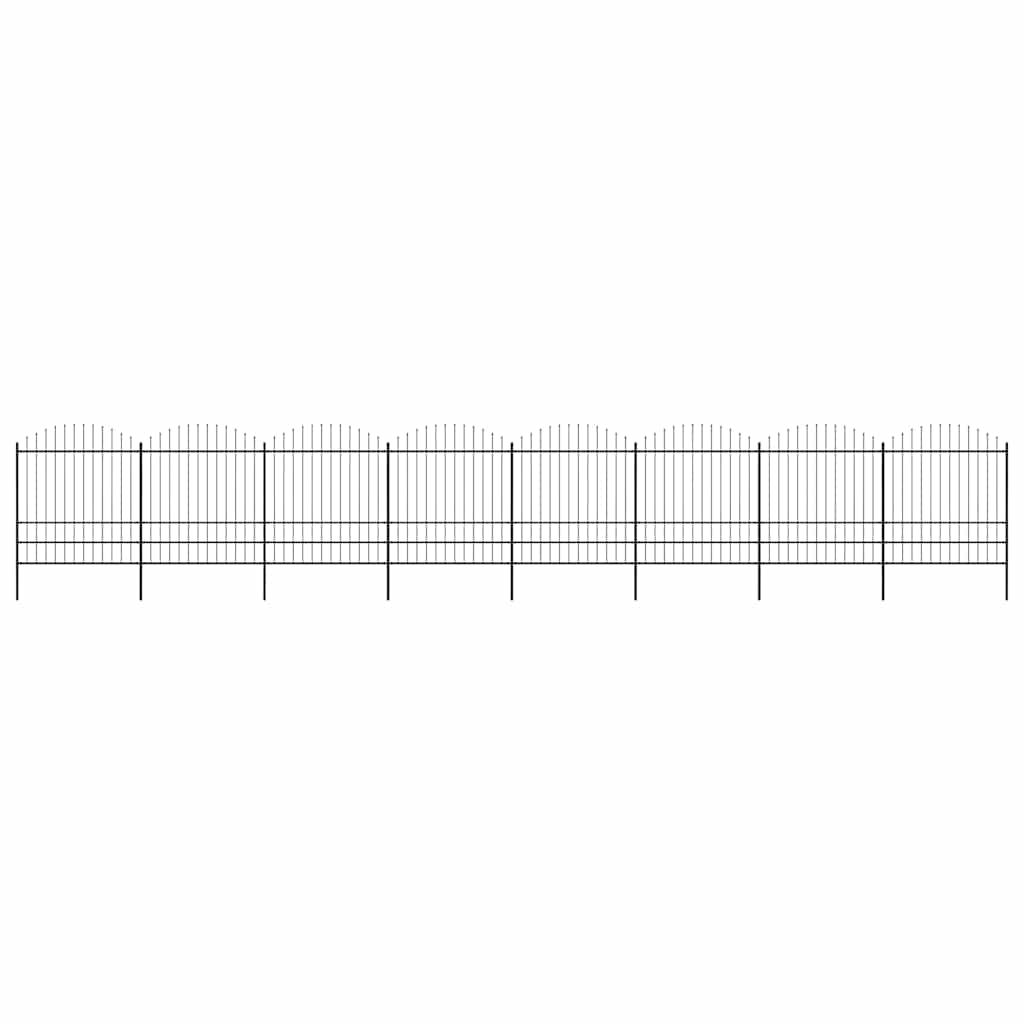 Recinzione da Giardino con Punta a Lancia in Acciaio 1426x200 cm Nera vidaXL