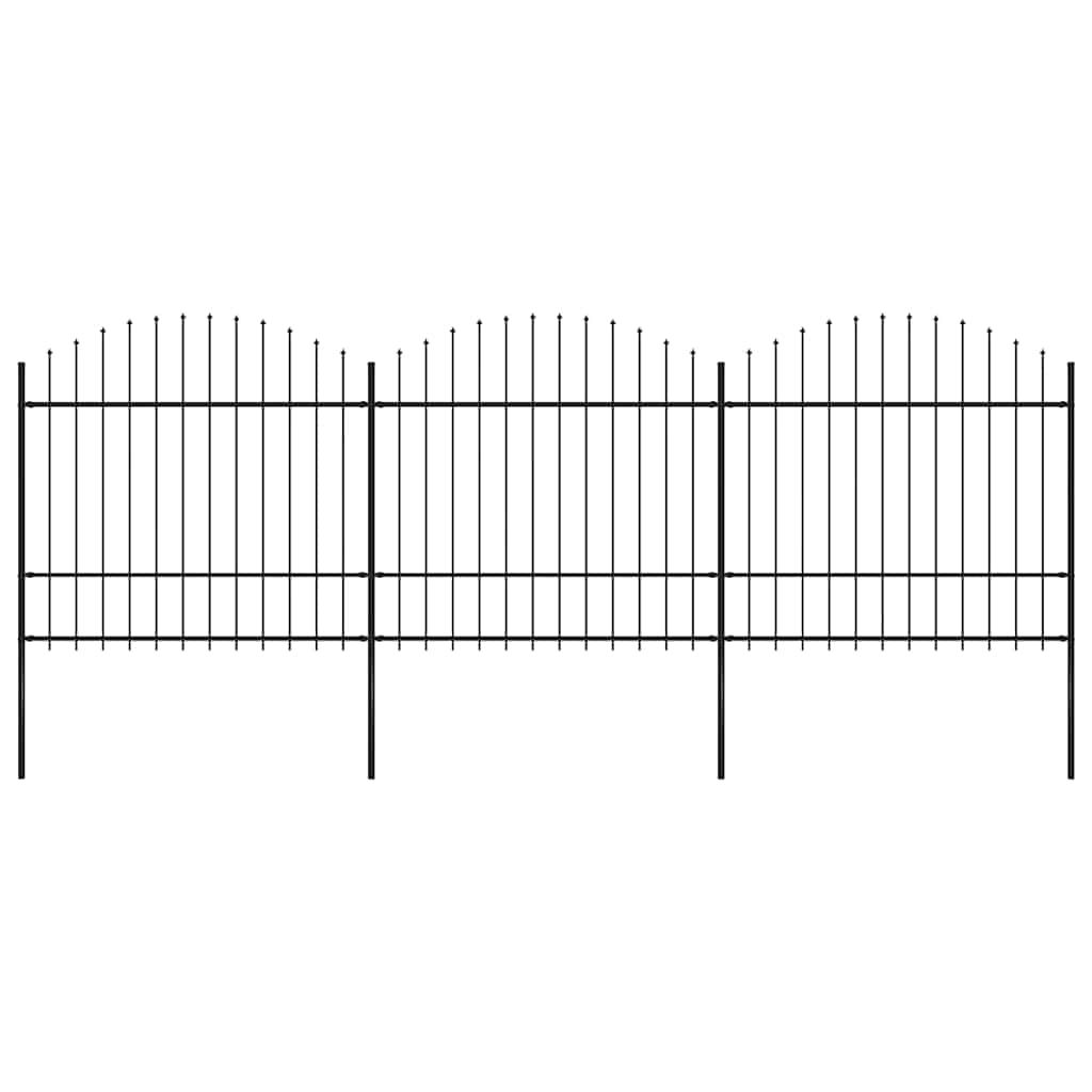 Recinzione da Giardino con Punta a Lancia in Acciaio 537x175 cm Nero vidaXL