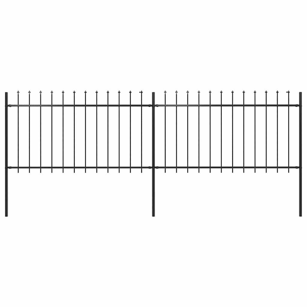 Recinzione da Giardino con Punta a Lancia in Acciaio 359x100 cm Nero vidaXL