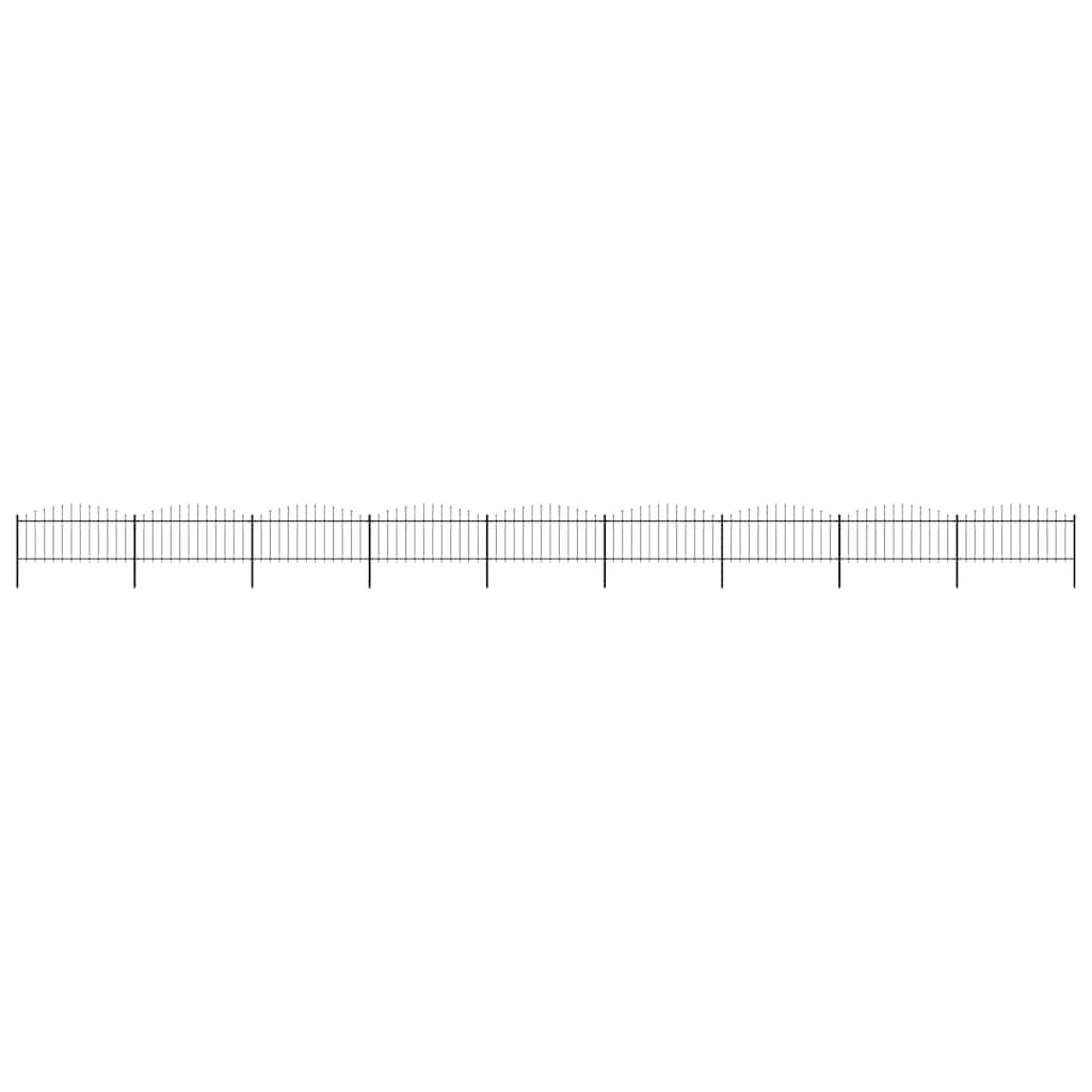 Recinzione da Giardino con Punta a Lancia in Acciaio 1603,5x75 cm Nero vidaXL