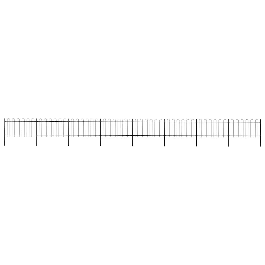 Recinzione da Giardino con Parte Superiore ad Anello in Acciaio 1426x100 cm Nera vidaXL