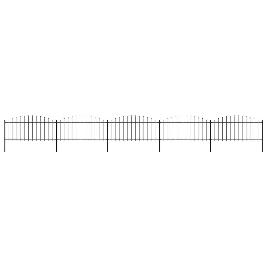 Recinzione da Giardino con Punta a Lancia in Acciaio 892,5x75 cm Nero vidaXL