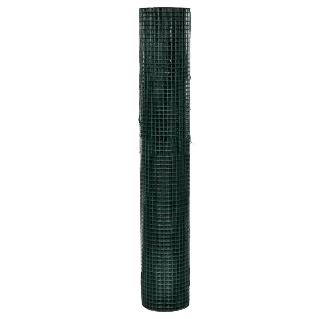 Recinzione in Rete per Pollaio Rivestita in PVC 25x1 m Verde vidaXL