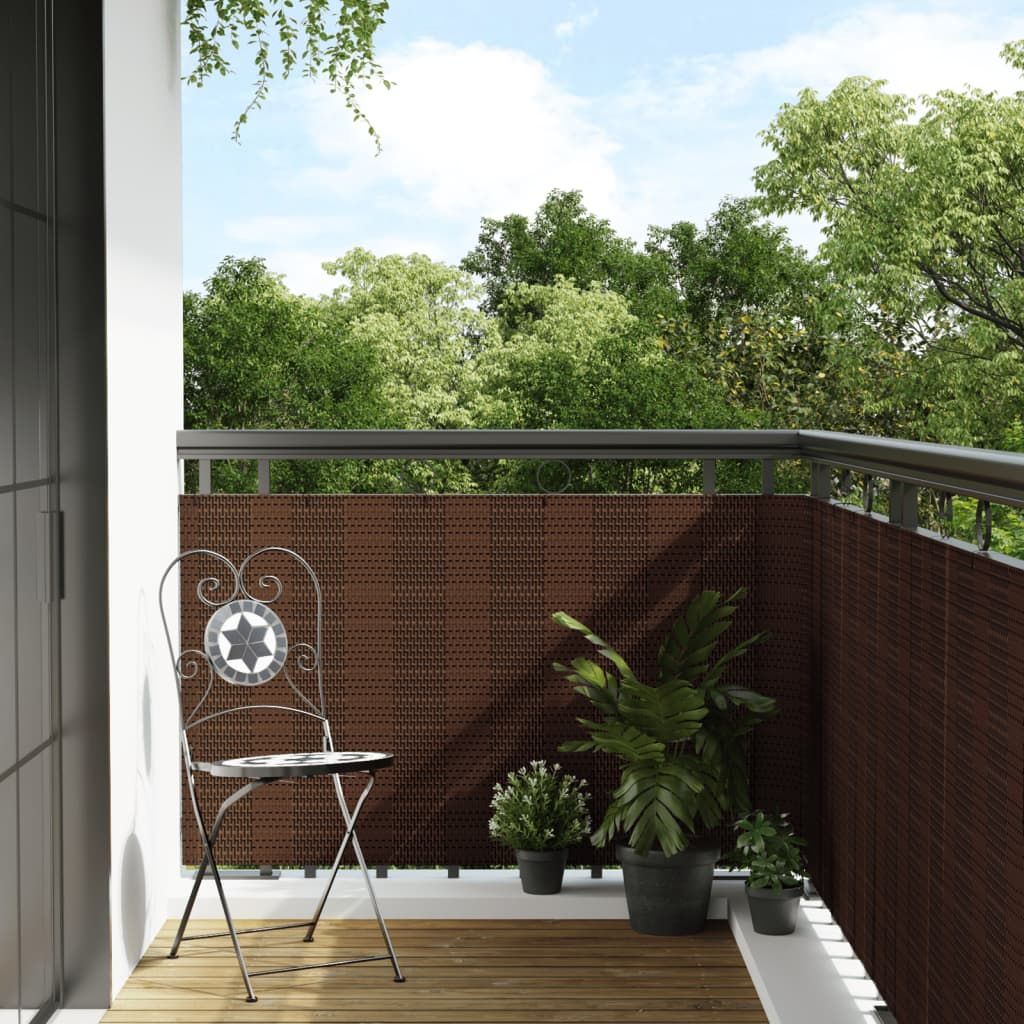 Paravento da Balcone Marrone e Nero 400x80 cm in Polyrattan vidaXL