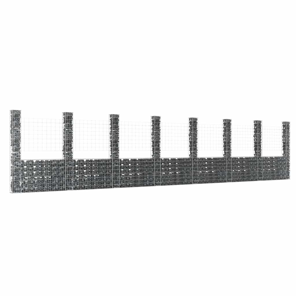 Gabbione a U con 8 Pali in Ferro 860x20x200 cm vidaXL
