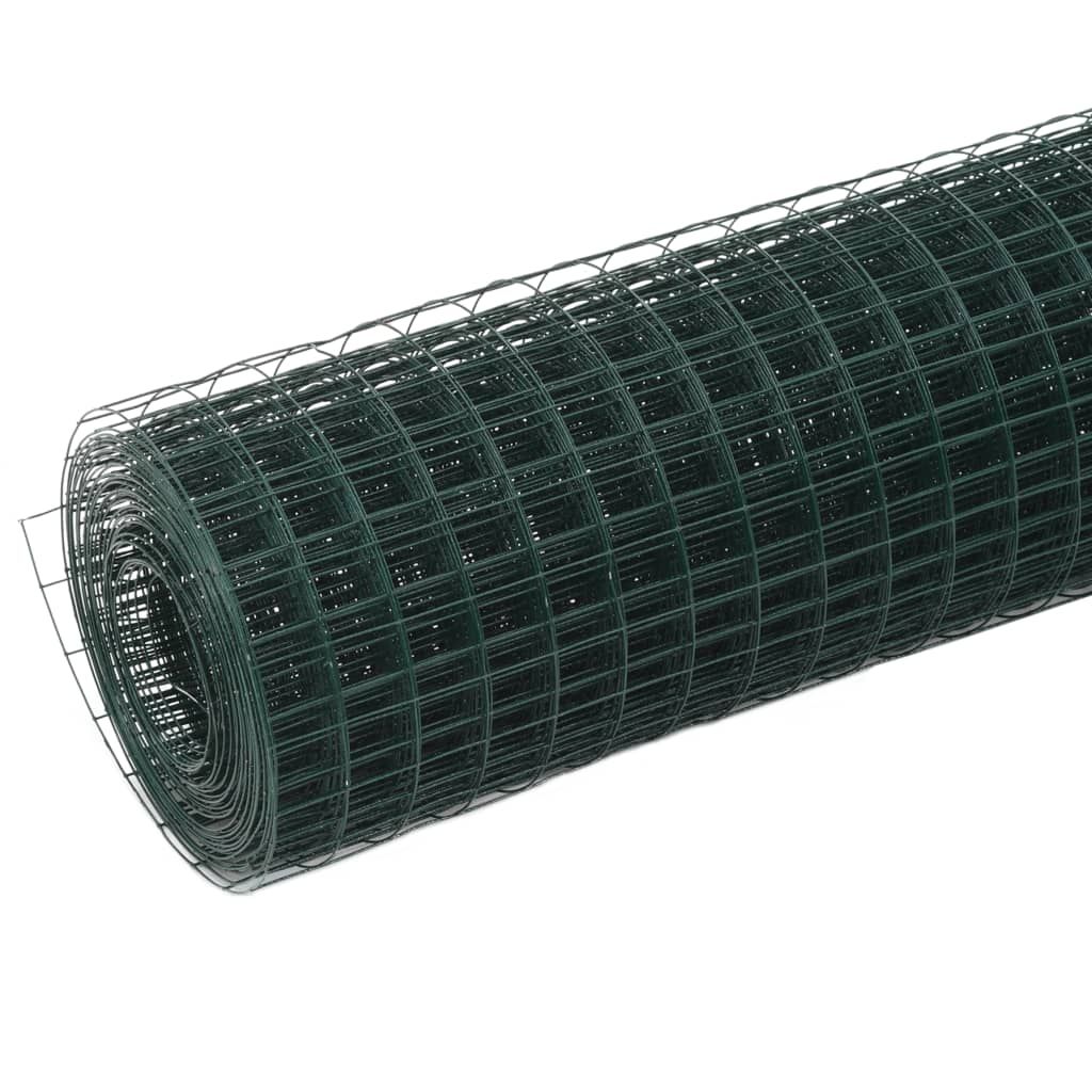 Recinzione in Rete per Pollaio in Acciaio e PVC 10x1,5 m Verde vidaXL