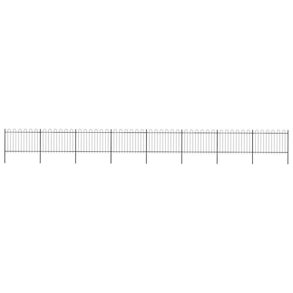 Recinzione da Giardino con Parte Superiore ad Anello in Acciaio 1426x120 cm Nera vidaXL