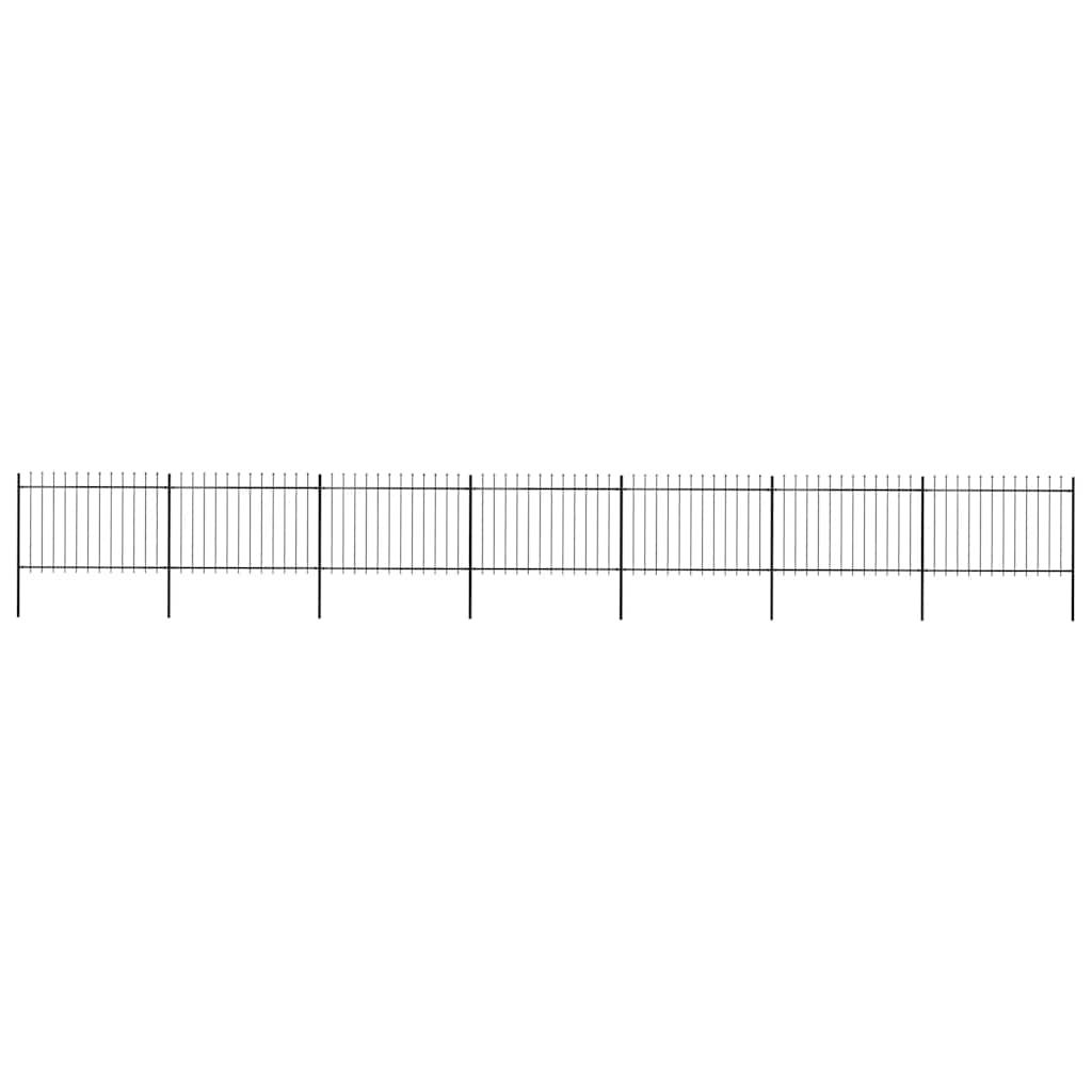 Recinzione da Giardino con Punta a Lancia in Acciaio 1248x120 cm Nero vidaXL