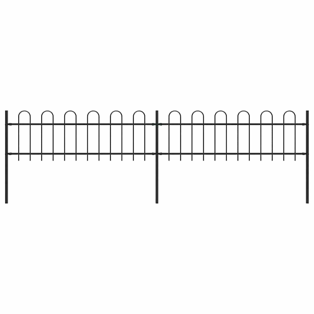 Recinzione da Giardino con Parte Superiore ad Anello in Acciaio 359x60 cm Nero vidaXL