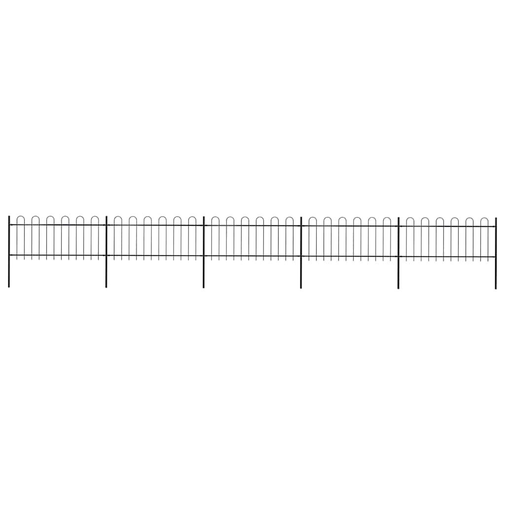 Recinzione da Giardino con Parte Superiore ad Anello in Acciaio 892,5x80 cm Nero vidaXL